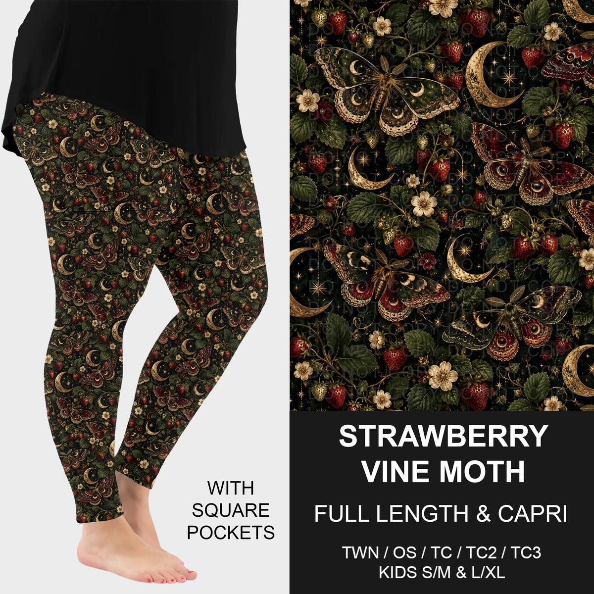 B320 - Preorder Strawberry Vine Moth Leggings w/ Pockets (Closes 11/08. ETA: mid Jan.)