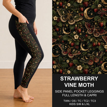 B320 - Preorder Strawberry Vine Moth Side Panel Pocket Leggings (Closes 11/08. ETA: mid Jan.)