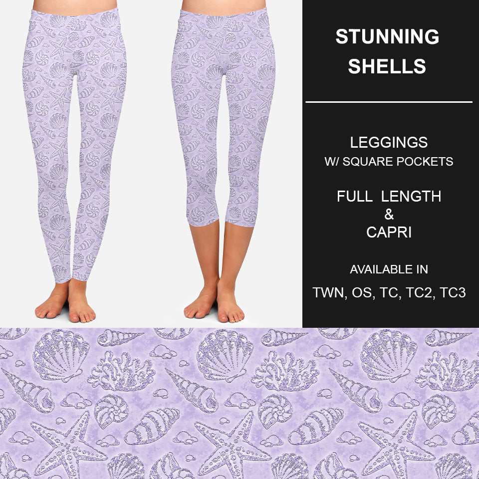 RTS - Stunning Shells Capri Leggings w/ Pockets