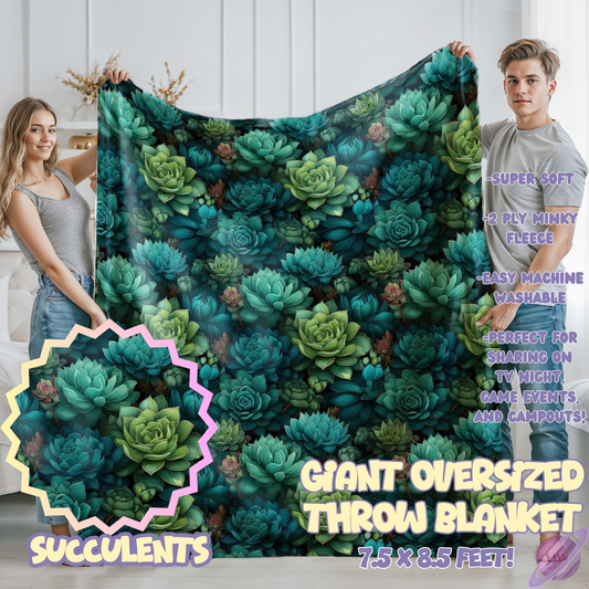 SUCCULENTS- GIANT SHAREABLE THROW BLANKETS ROUND 12-PREORDER CLOSING 3/2