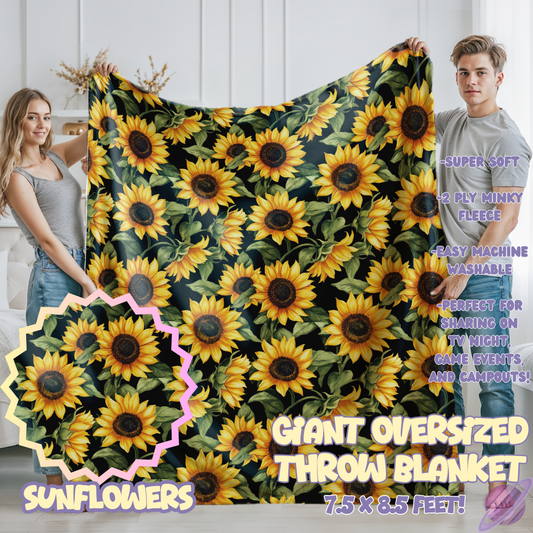 SUNFLOWERS- GIANT SHAREABLE THROW BLANKETS ROUND 12-PREORDER CLOSING 3/2