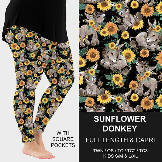 B296 - Preorder Sunflower Donkey Leggings w/ Pockets (Closes 6/21. ETA: late Aug.)