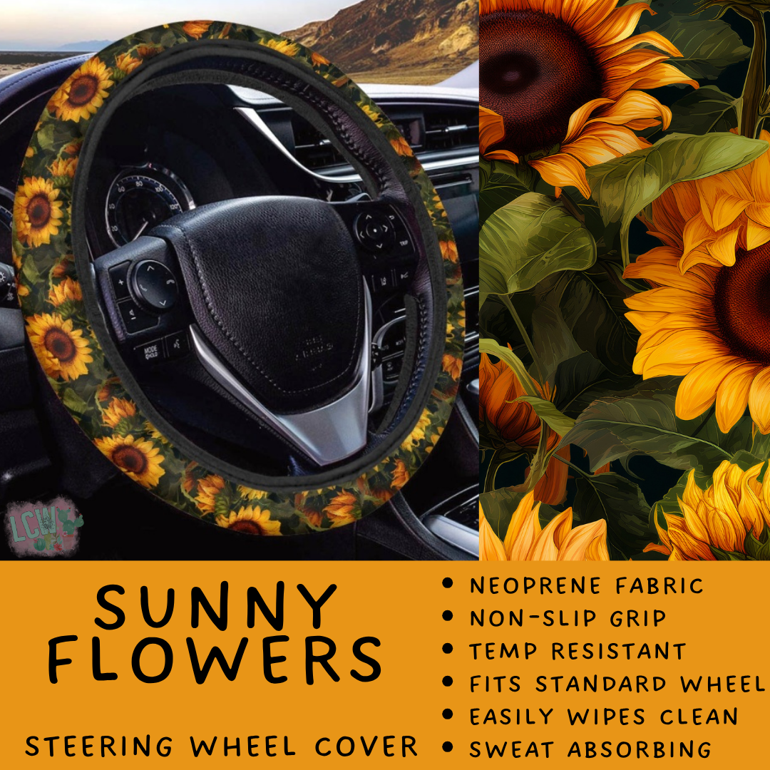 Batch #554 - Car Accessories 3 - Closes 7/10 - ETA early/mid Sept - Sunny Flowers Steering Wheel Cover