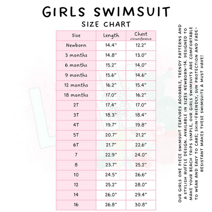 Ready to Ship - Drawn Floral Girls Swimsuit - 3T & 5T