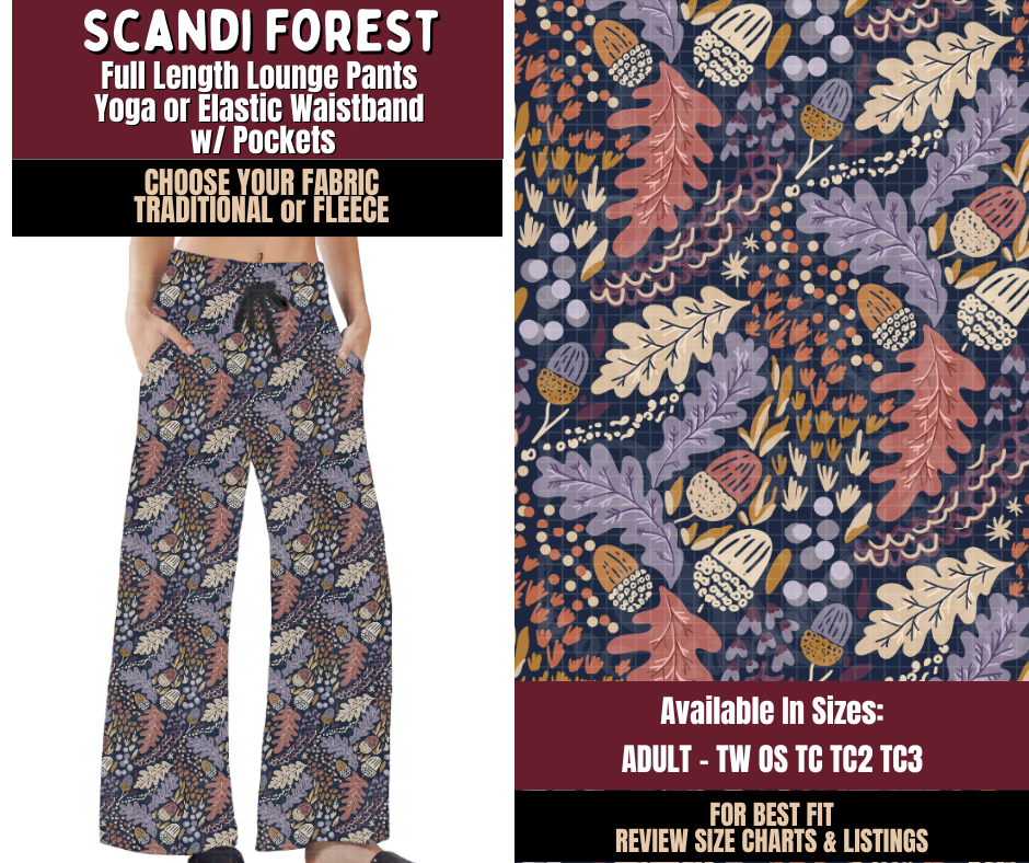 Preorder! Closes 7/22. ETA Oct. Scandi Forest Lounge Pants Choose Fleece or Traditional