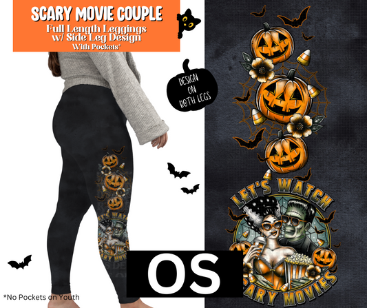 Scary Movie Couple Full Length Leggings w/ Side Leg Designs
