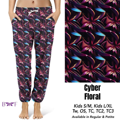 Cyber Floral Capris and Biker Shorts with pockets