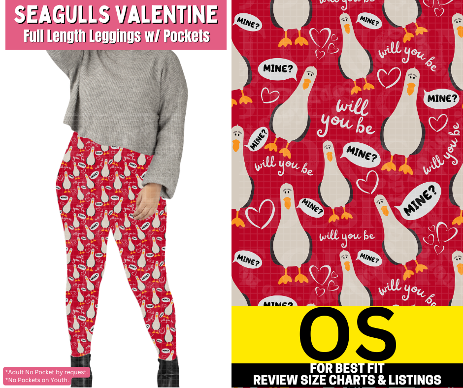 Seagulls Valentine Full Length Leggings w/ Pockets