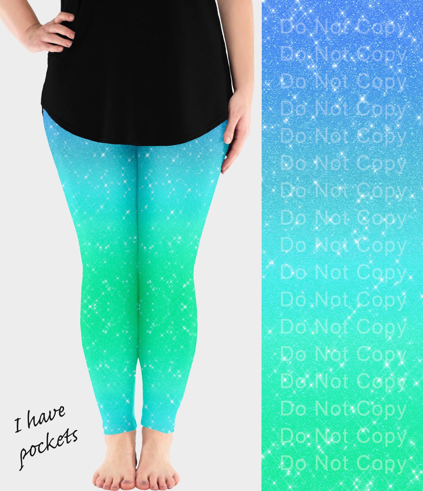 RTS - Seaside Sparkle Leggings w/ Pockets