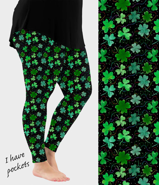 RTS - Shamrock Dazzle Leggings w/ Pockets