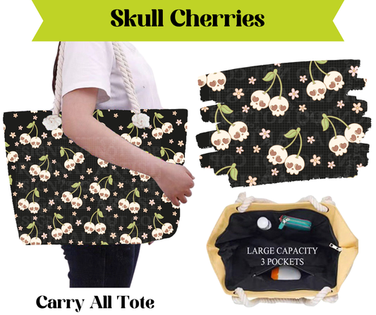 Skull Cherries Carry All Tote