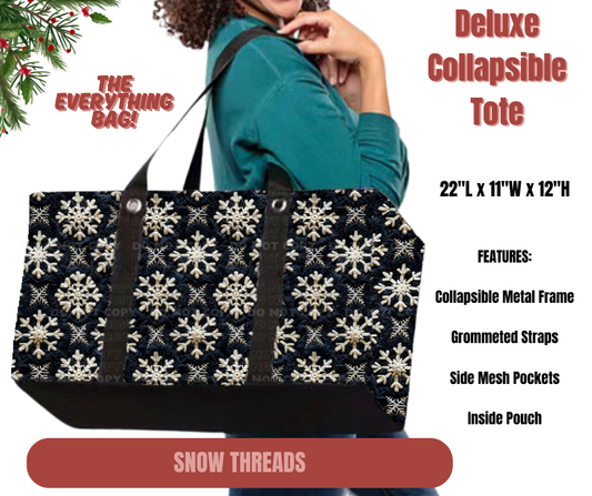 Snow Threads Collapsible Tote