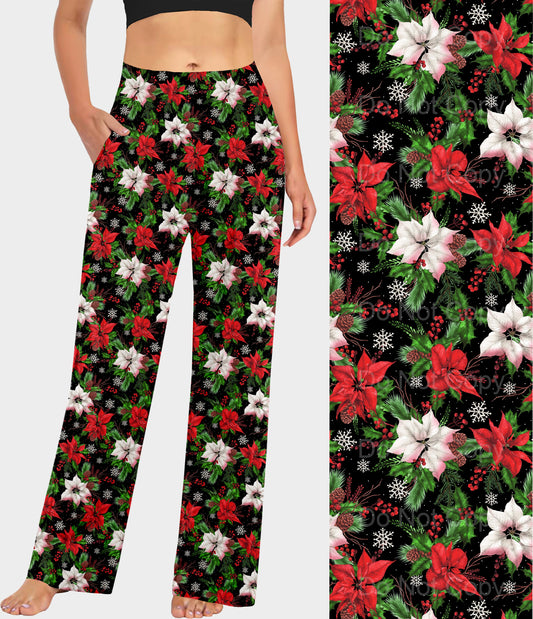 RTS - Snowflake Poinsettias Lounge Pants