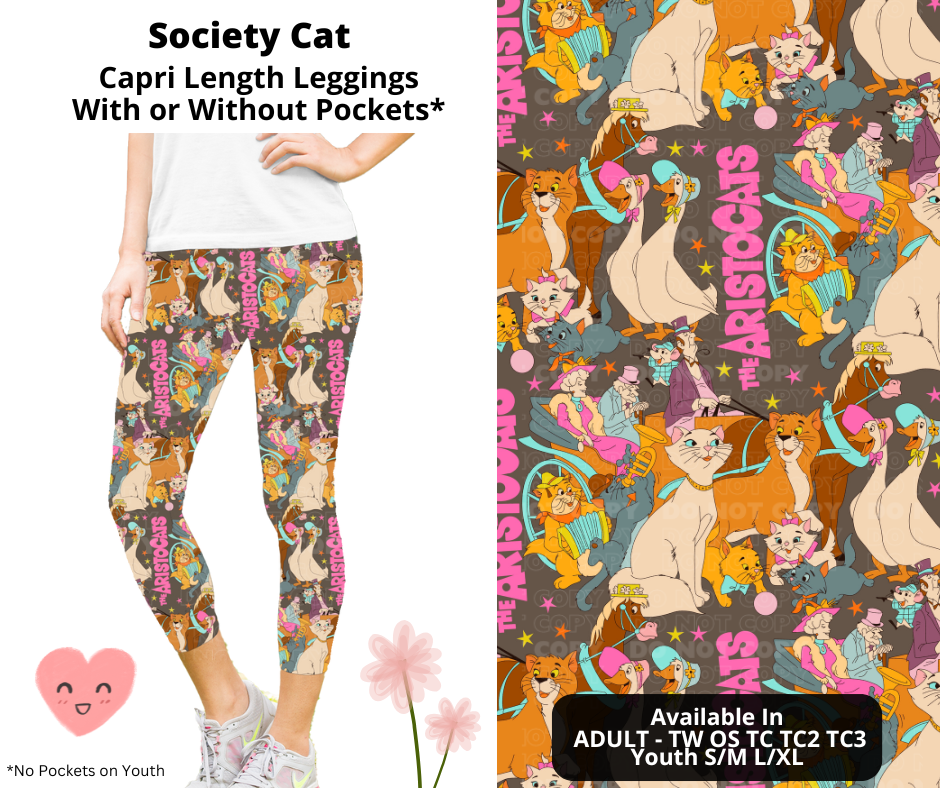 Preorder! Closes 3/3. ETA June. Society Cat Capri Leggings w/wo Pockets