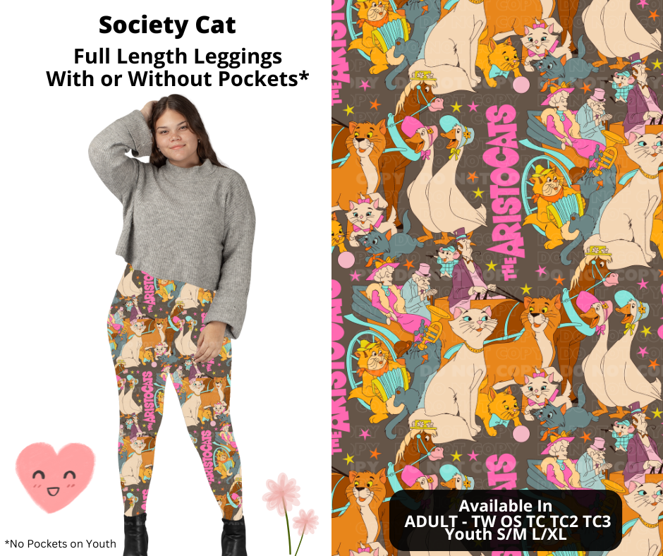 Preorder! Closes 3/3. ETA June. Society Cat Full Length Leggings w/wo Pockets