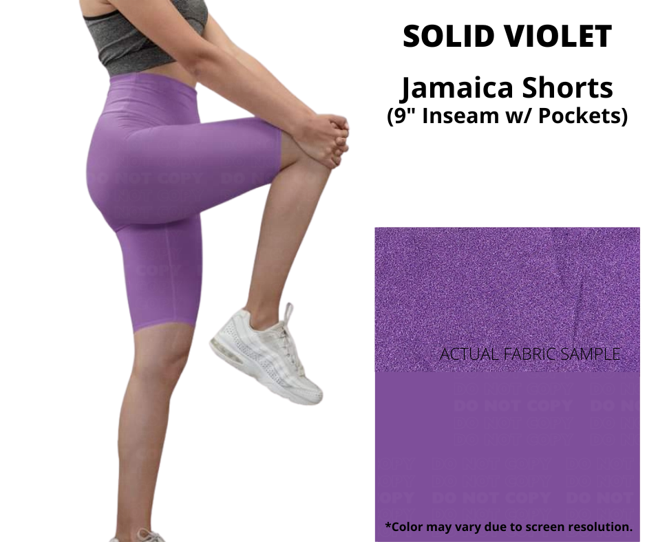 Solid Violet 9" Shorts w/ Pockets