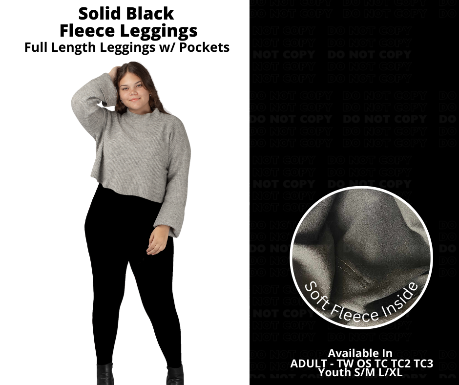 Preorder! Closes 10/17. ETA Dec. Solid Black Fleece Leggings