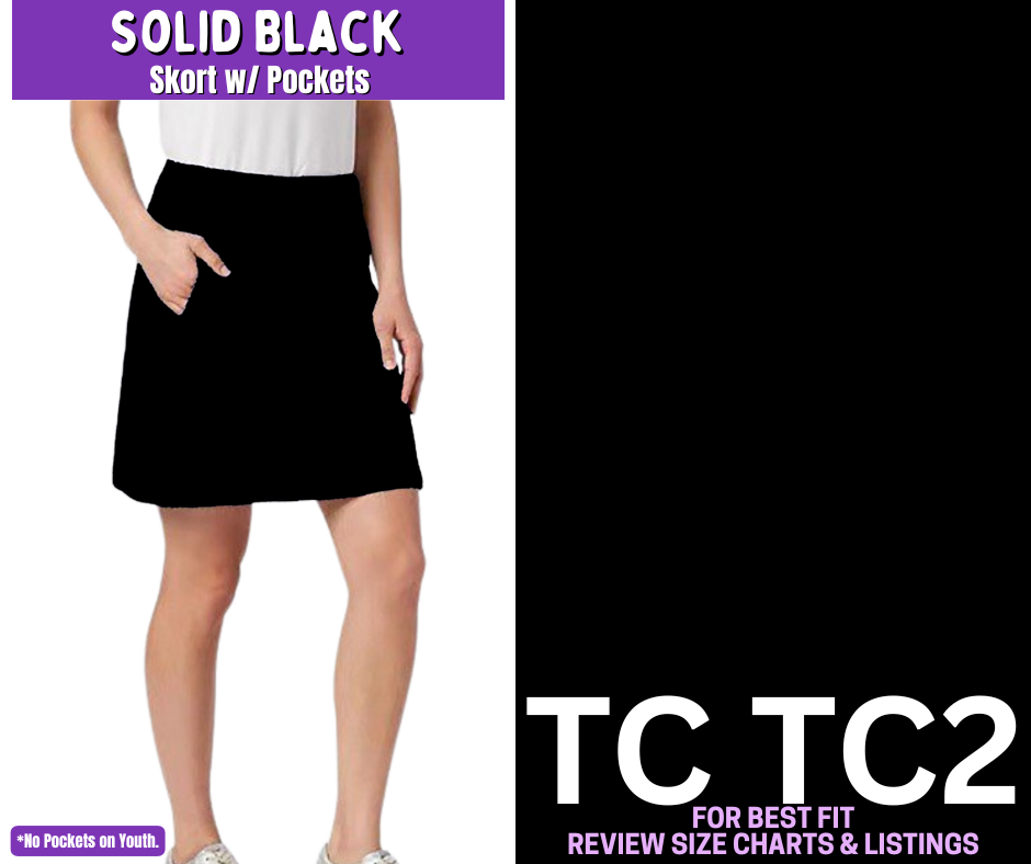 Solid Black Skort
