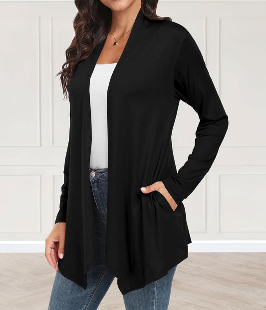 RTS - Solid Black Cardigan with Pockets