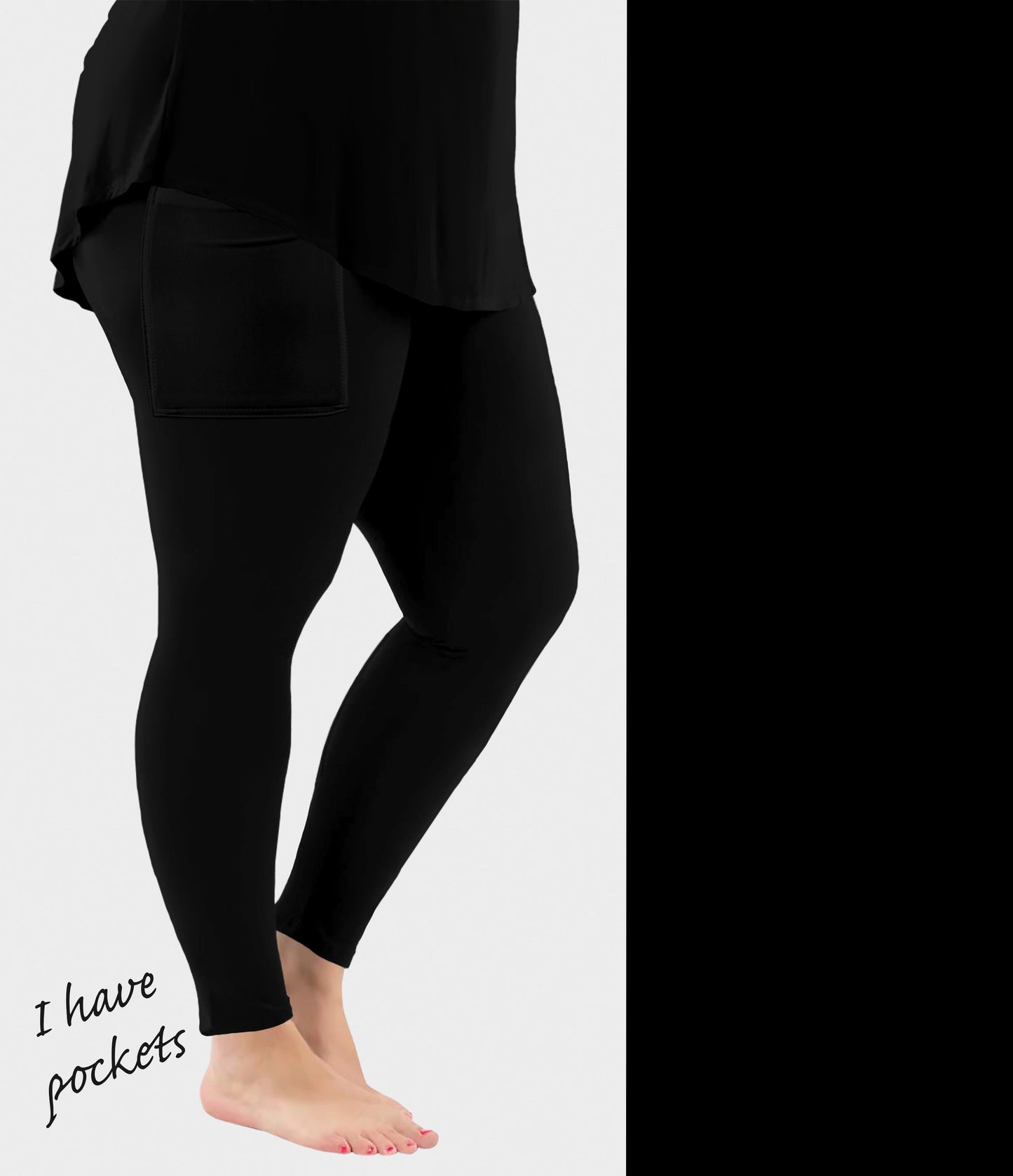 RTS - Solid Black Leggings w/ Pockets
