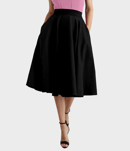 RTS - Solid Black Swing Skirt