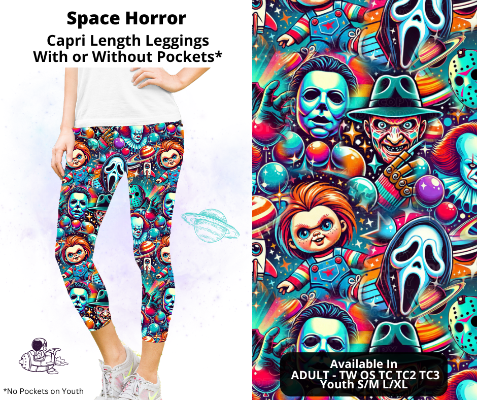 Preorder! Closes 2/3. ETA May. Space Horror Capri Leggings w/wo Pockets