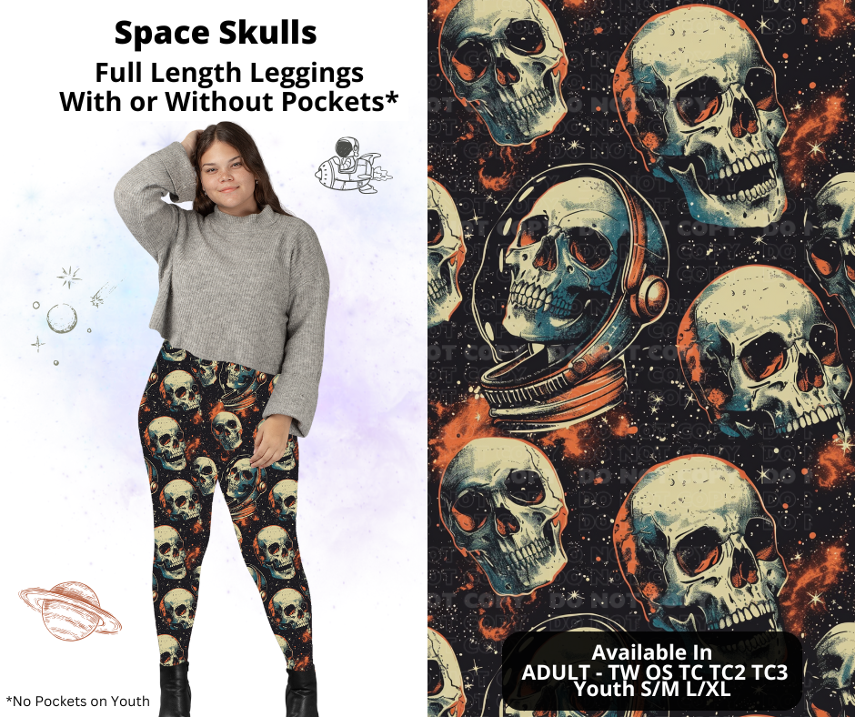 Preorder! Closes 2/3. ETA May. Space Skulls Full Length Leggings w/wo Pockets