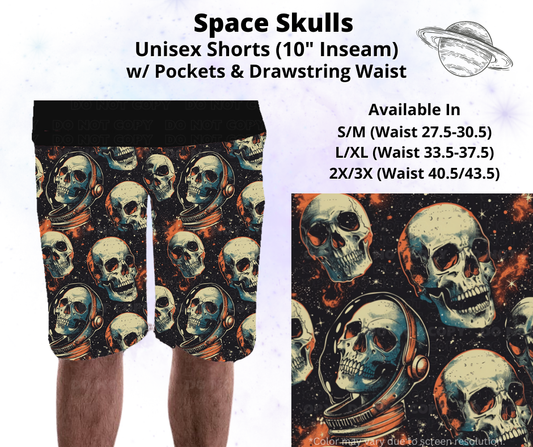 Preorder! Closes 2/3. ETA May. Space Skulls Unisex Shorts