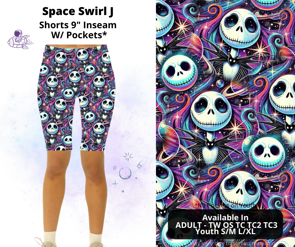 Preorder! Closes 2/3. ETA May. Space Swirl J 9" Inseam Shorts w/wo Pockets