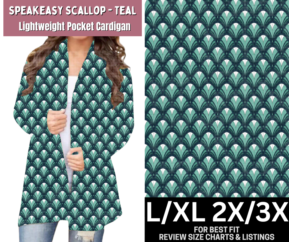 Speakeasy Scallop - Teal Pocket Cardigan