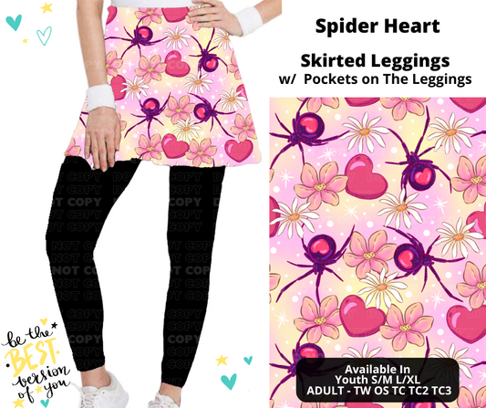 Preorder! Closes 12/25. ETA March. Spider Heart Skirted Full Length Leggings w/ Pockets