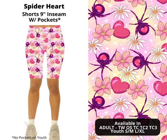 Preorder! Closes 12/25. ETA March. Spider Heart 9" Inseam Shorts w/wo Pockets