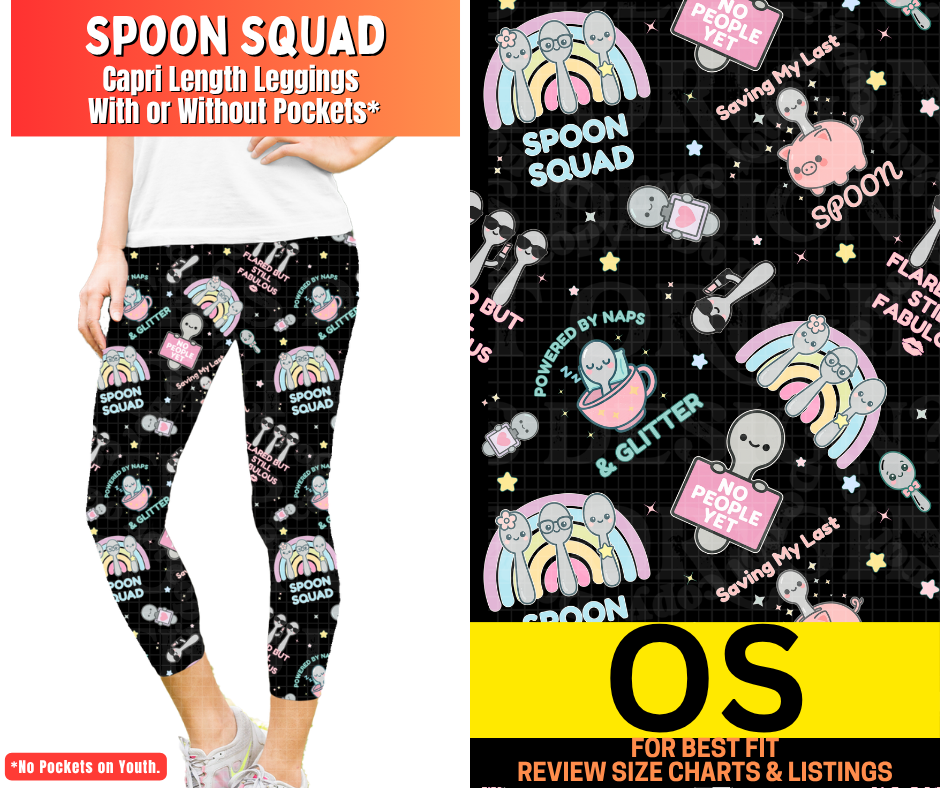 Spoon Squad  Capri Length Leggings w/ Pockets