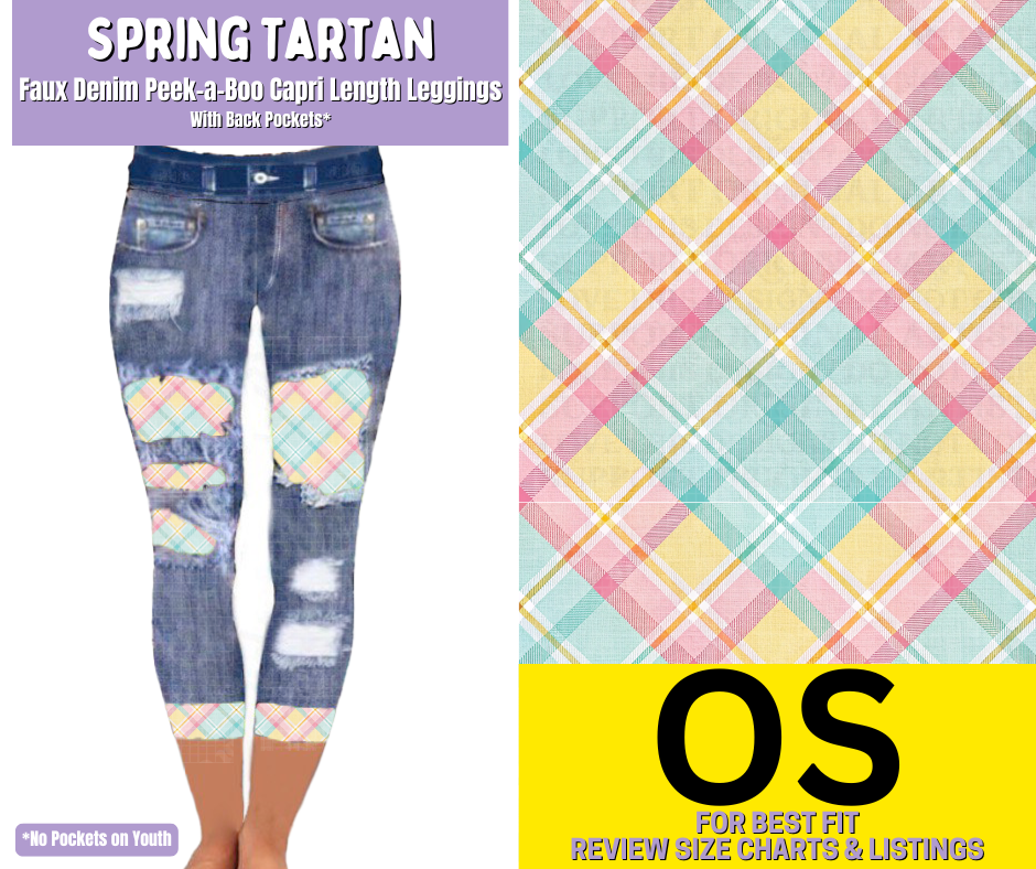 Spring Tartan Capri Faux Denim Peekaboo