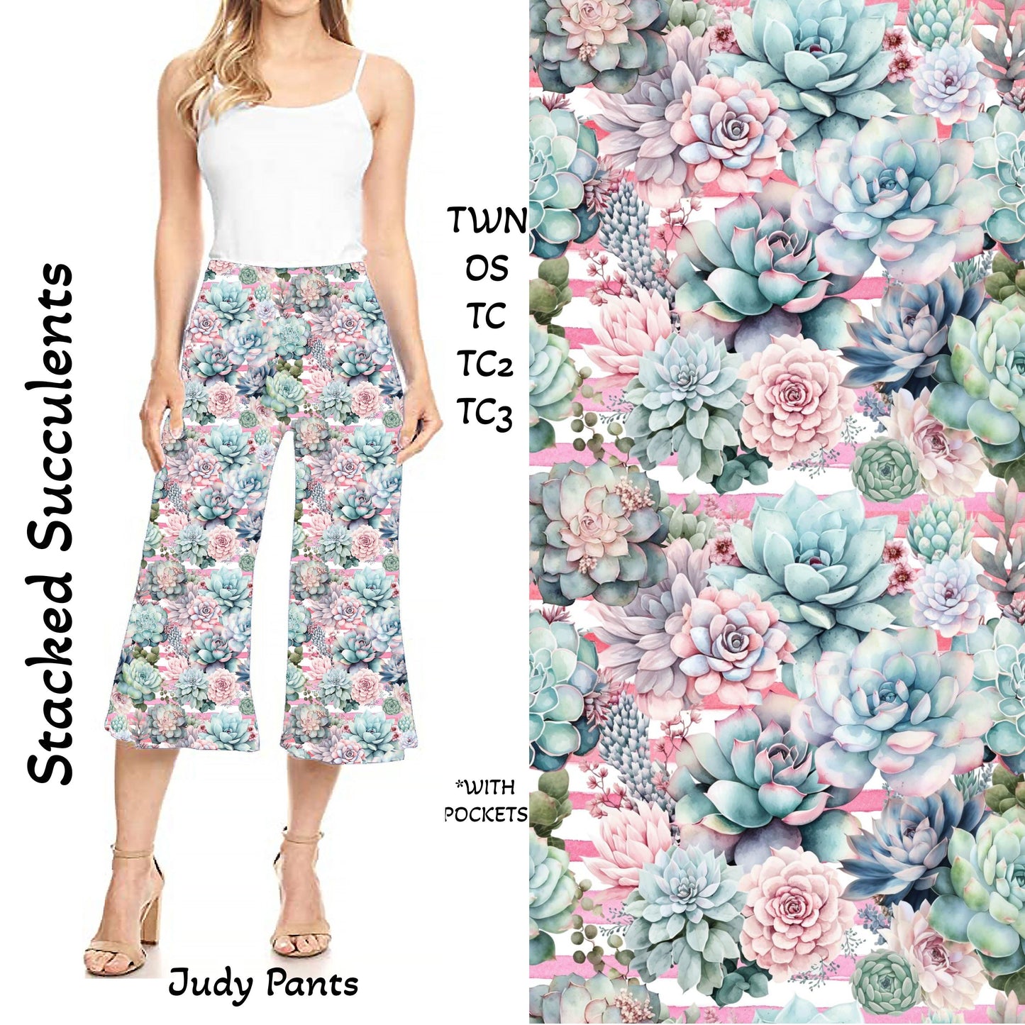 Stacked Succulents Judy Pants with Pockets