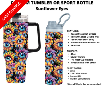 Sunflower Eyes Custom Sport Bottle