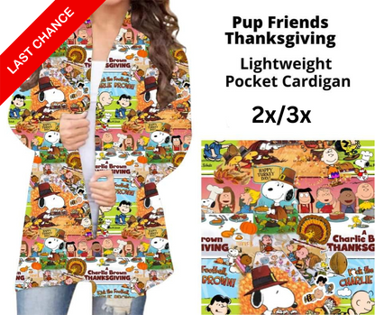 Pup Friends Thanksgiving Pocket Cardigan