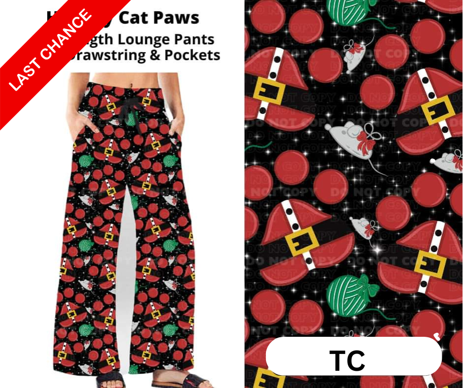 Holiday Cat Paws Full Length Lounge Pants