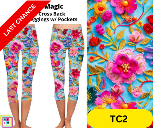 Floral Magic Criss Cross Capri w/ Pockets