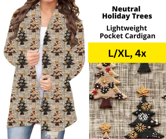 Neutral Holiday Trees Pocket Cardigan