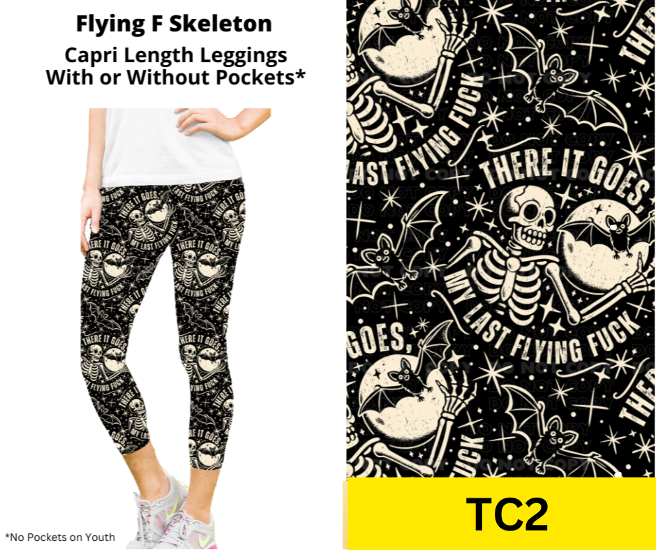 Flying F Skeleton Capri Length Leggings w/ Pockets