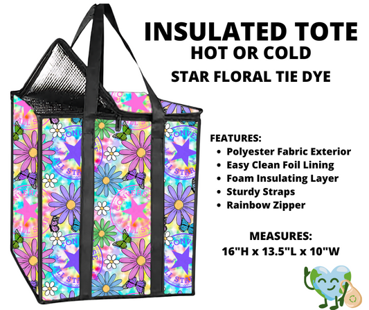 Star Floral Tie Dye Insulated Tote