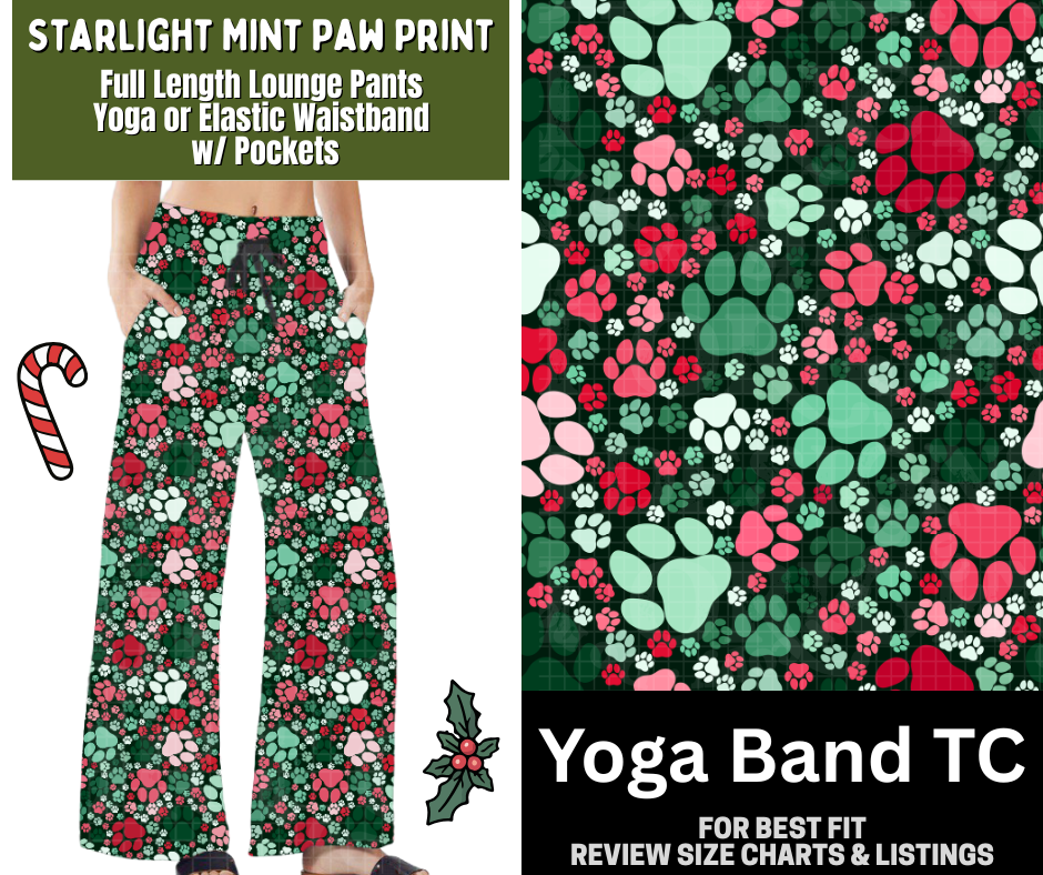 Starlight Mint Paw Print Full Length Lounge Pants