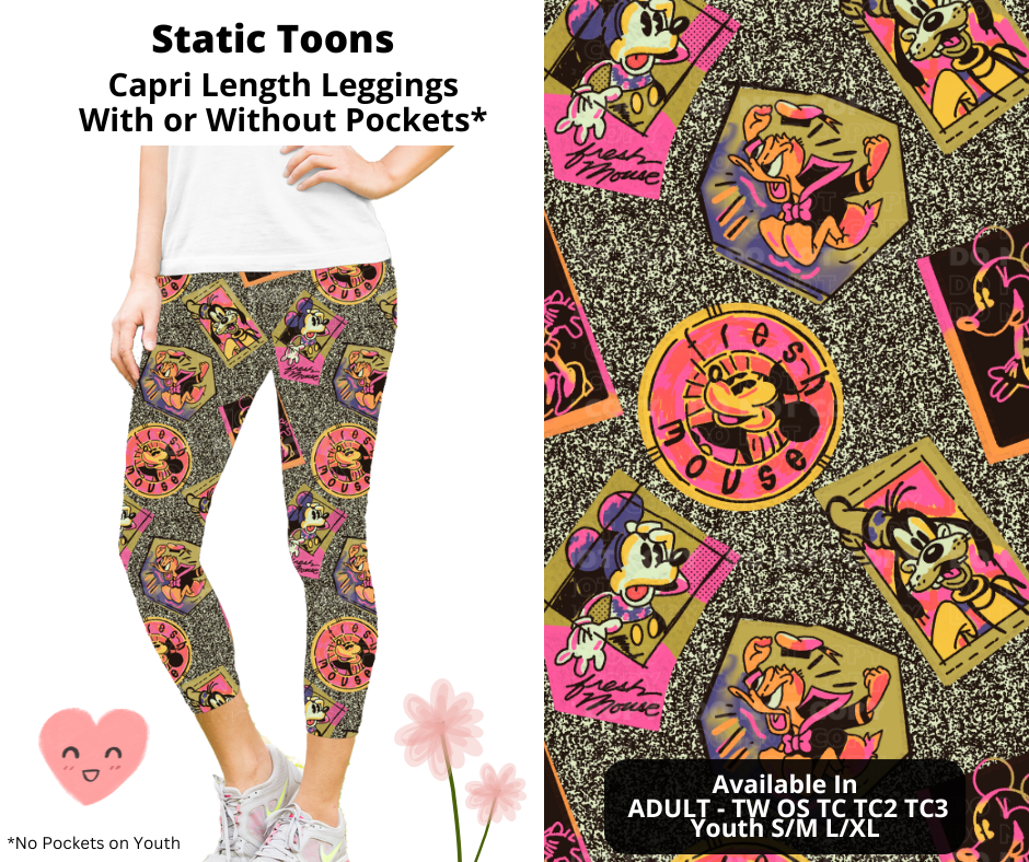 Preorder! Closes 3/3. ETA June. Static Toons Capri Leggings w/wo Pockets