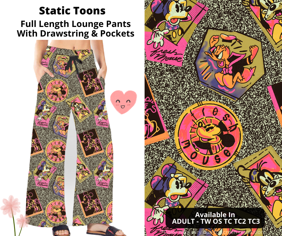 Preorder! Closes 3/3. ETA June. Static Toons Full Length Lounge Pants