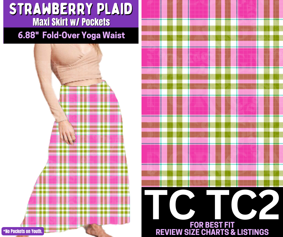 Strawberry Plaid Maxi Skirt