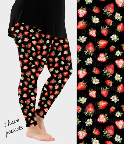 RTS - Strawberry Delight Leggings w/ Pockets