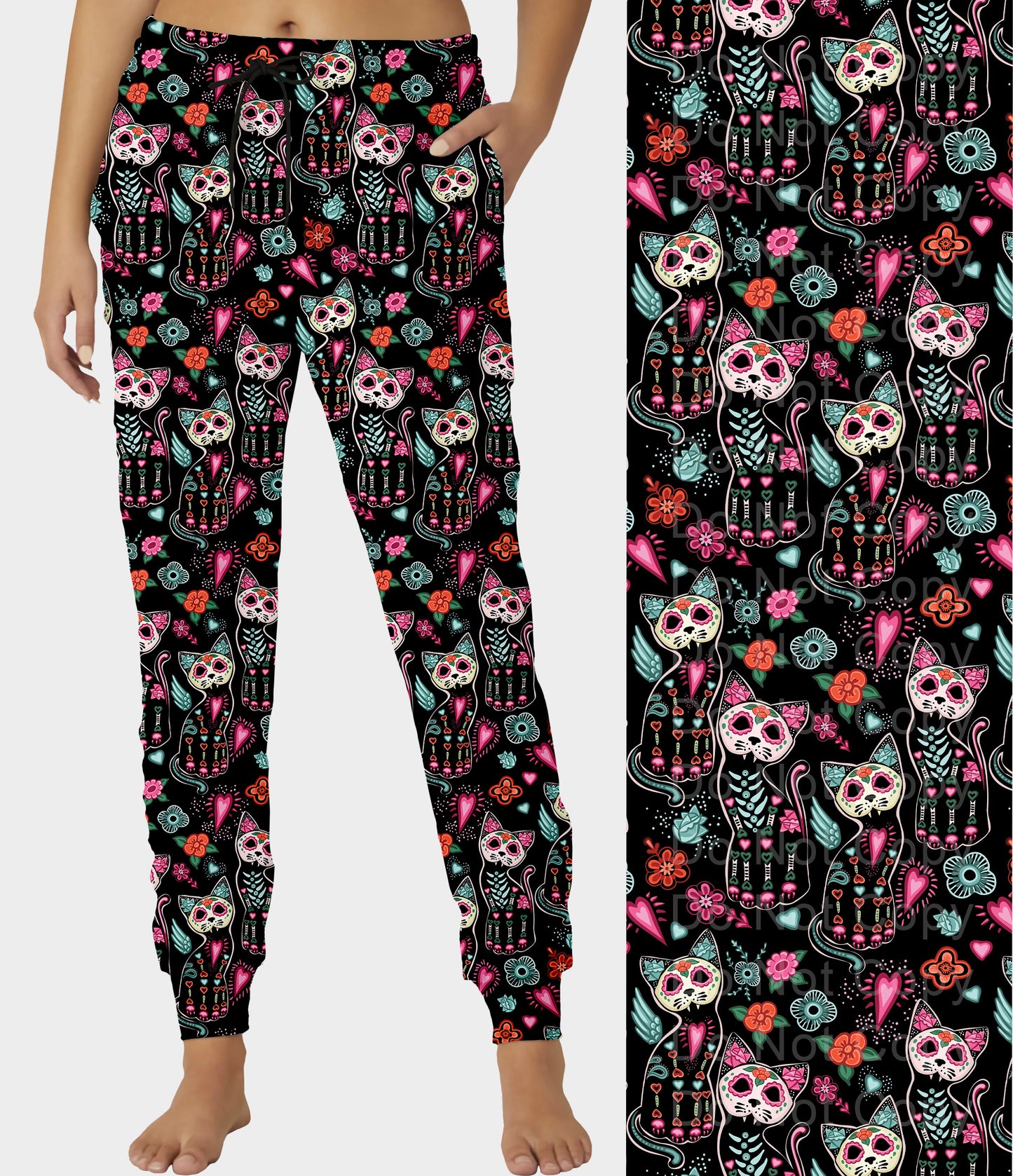 RTS - Sugar Skull Kitty Cat Joggers