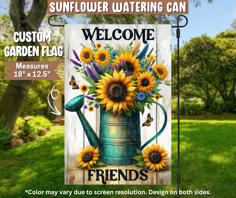 Sunflower Watering Can Garden Flag