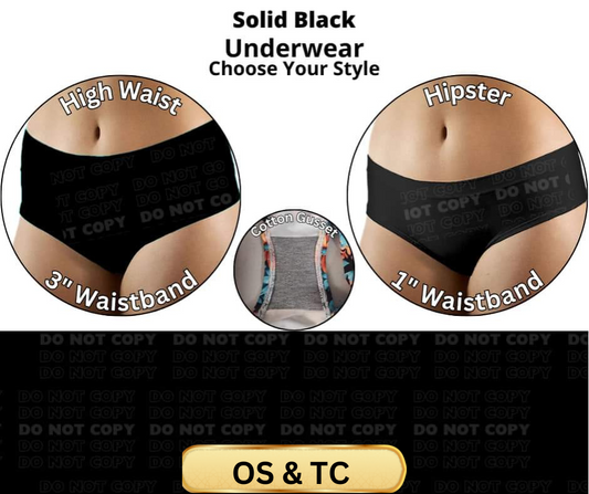 Solid Black Hipster & High Waist Underwear